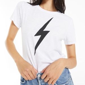 Z Supply White Tee with Black Lightning Bolt
